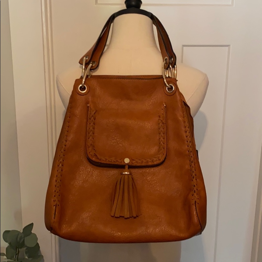 Vegan Leather Tan fringe shoulder 1 compartment & leopard satchel 2-pieces purse